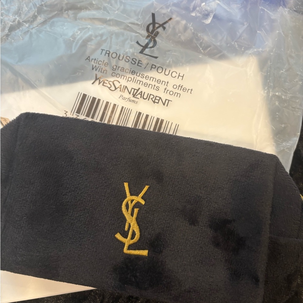 Yves Saint Laurent Black and Gold Cosmetic Pouch